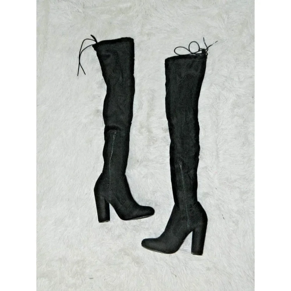 Lulu's Boots So Much Yes‎ Black Suede Over the Knee Boots
